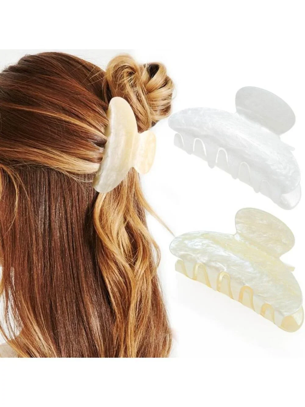 Stylish Medium Acrylic Claw Clips for Women & Girls - 2 Pack Hair Accessories